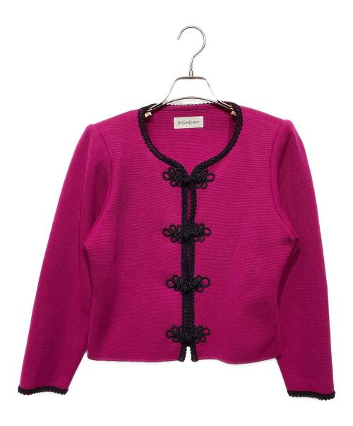 Yves Saint Laurent（イヴサンローラン）Yves Saint Laurent (イヴサンローラン) OLD　ノーカラーチャイナボタンジャケット ピンク サイズ:Mの古着・服飾アイテム
