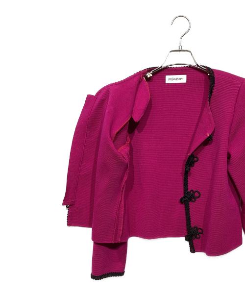 Yves Saint Laurent（イヴサンローラン）Yves Saint Laurent (イヴサンローラン) OLD　ノーカラーチャイナボタンジャケット ピンク サイズ:Mの古着・服飾アイテム
