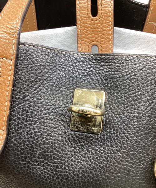 FURLA（フルラ）FURLA (フルラ) NET トートバッグ ブラック×ホワイトの古着・服飾アイテム