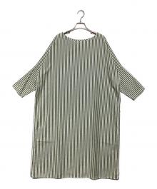 GALLEGO DESPORTES（ギャレゴデスポート）の古着「サイドスリットシャツワンピース」｜グリーン×ホワイト