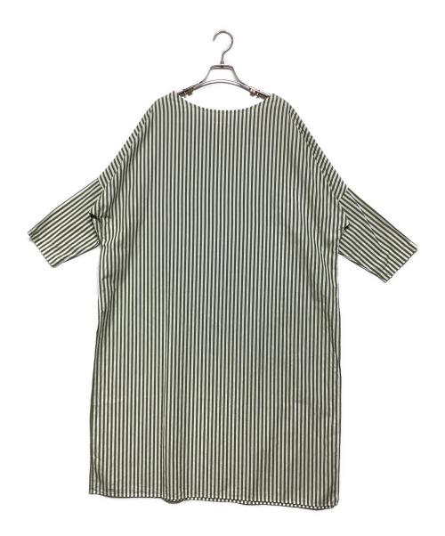 GALLEGO DESPORTES（ギャレゴデスポート）GALLEGO DESPORTES (ギャレゴデスポート) サイドスリットシャツワンピース グリーン×ホワイト サイズ:Sの古着・服飾アイテム