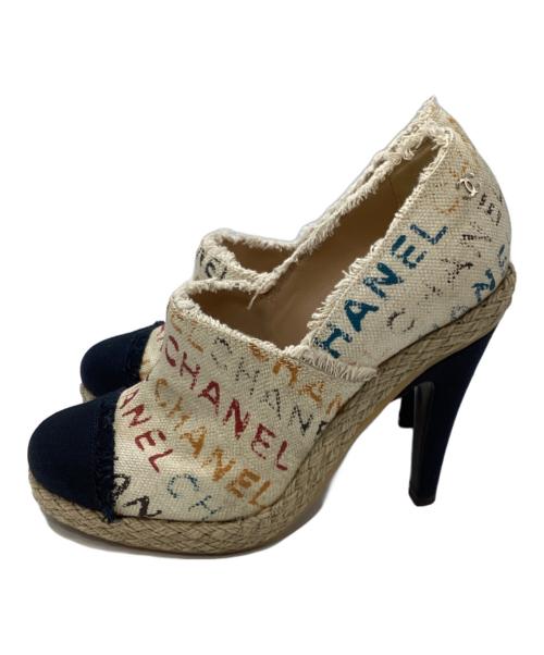 CHANEL（シャネル）CHANEL (シャネル) キャンバスココヒールパンプス　　G29964 マルチカラー サイズ:37 1/2の古着・服飾アイテム