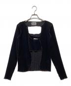 todo kotohayokozawaトゥードゥー コトハヨコザワ）の古着「プリーツカットソーアンサンブル」｜ブラック×ブラウン