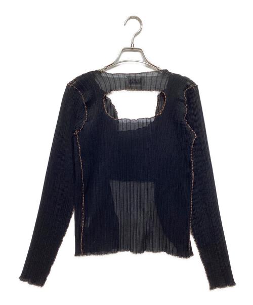 todo kotohayokozawa（トゥードゥー コトハヨコザワ）todo kotohayokozawa (トゥードゥー コトハヨコザワ) プリーツカットソーアンサンブル ブラック×ブラウン サイズ:-の古着・服飾アイテム