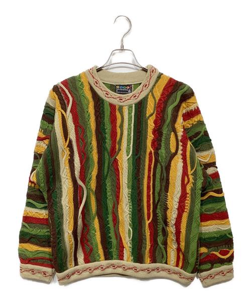 Coogi（クージー）Coogi (クージー) 3Dニット ベージュ×グリーン サイズ:Sの古着・服飾アイテム