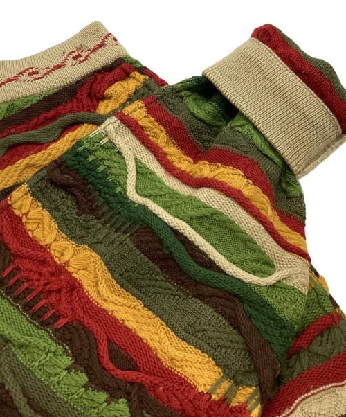 Coogi（クージー）Coogi (クージー) 3Dニット ベージュ×グリーン サイズ:Sの古着・服飾アイテム