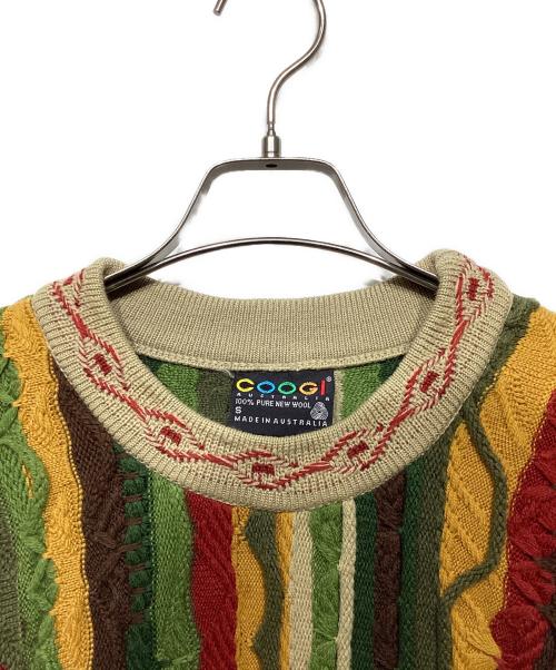 Coogi（クージー）Coogi (クージー) 3Dニット ベージュ×グリーン サイズ:Sの古着・服飾アイテム
