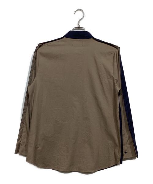 soduk（スドーク）soduk (スドーク) 切替シャツ ネイビー×ブラウン サイズ:-の古着・服飾アイテム
