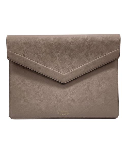 SMYTHSON（スマイソン）SMYTHSON (スマイソン) レザーフラップケース ベージュの古着・服飾アイテム