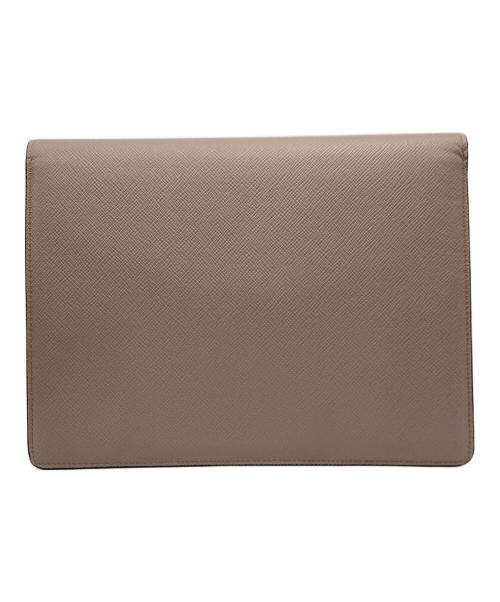 SMYTHSON（スマイソン）SMYTHSON (スマイソン) レザーフラップケース ベージュの古着・服飾アイテム