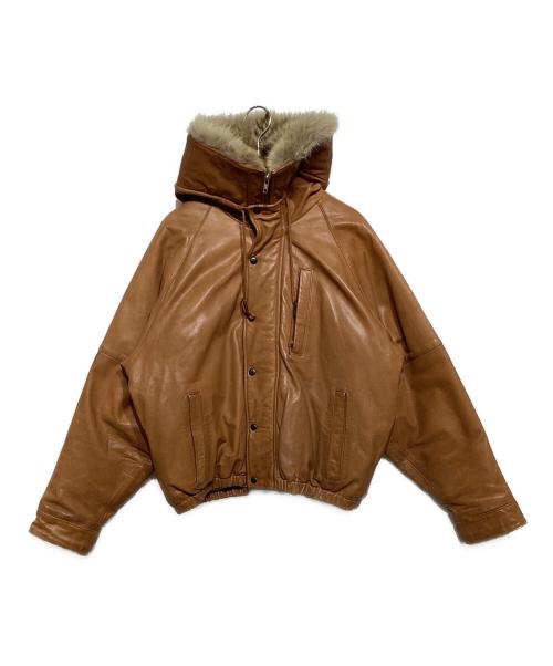 POLO RALPH LAUREN（ポロ・ラルフローレン）POLO RALPH LAUREN (ポロ・ラルフローレン) 90’S　SUICIDE SKI　フードファー レザーダウンジャケット ブラウン サイズ:size6の古着・服飾アイテム