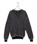 D&Gディーアンドジー）の古着「ストライプシルクニット」｜ブラック×ベージュ