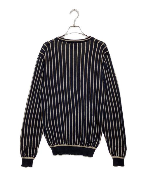 D&G（ディーアンドジー）D&G (ディーアンドジー) ストライプシルクニット ブラック×ベージュ サイズ:Lの古着・服飾アイテム