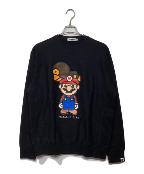 A BATHING APE（ア ベイシング エイプ）A BATHING APE (ア ベイシング エイプ) Nintendo (ニンテンドー) SUPER MARIO プリントスウェット ブラック サイズ:Lの古着・服飾アイテム