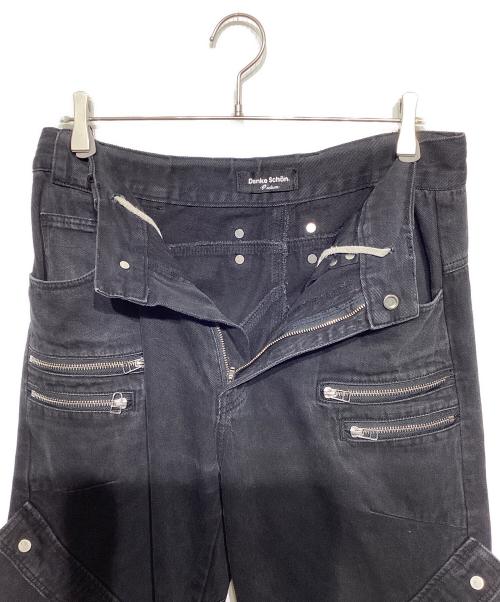 DANKE SCHON（ダンケ シェーン）DANKE SCHON (ダンケ シェーン) 11ozD ZIP POCKET FLARE CARGO PANTS ブラック サイズ:Mの古着・服飾アイテム