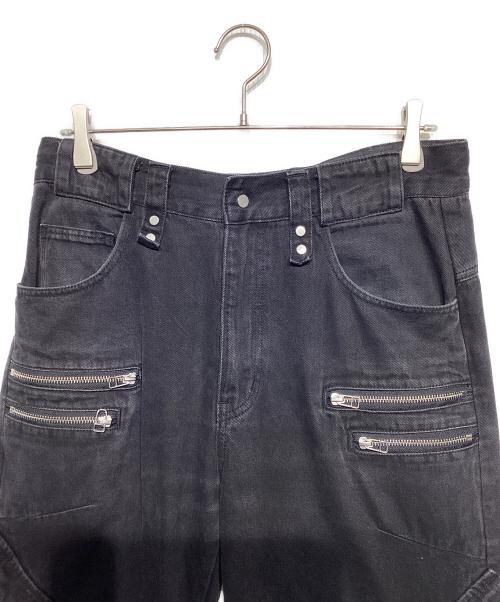 DANKE SCHON（ダンケ シェーン）DANKE SCHON (ダンケ シェーン) 11ozD ZIP POCKET FLARE CARGO PANTS ブラック サイズ:Mの古着・服飾アイテム