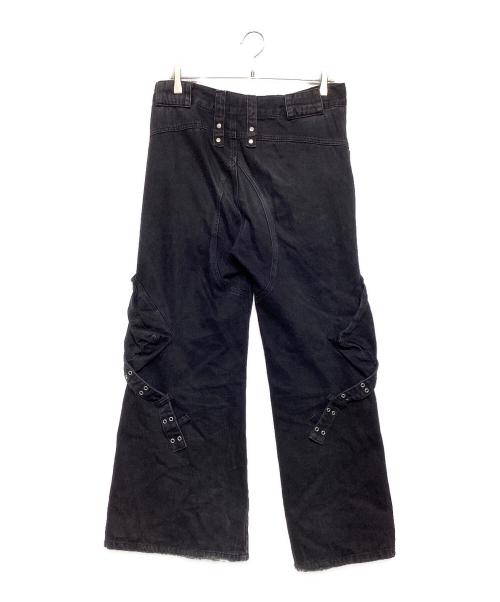 DANKE SCHON（ダンケ シェーン）DANKE SCHON (ダンケ シェーン) 11ozD ZIP POCKET FLARE CARGO PANTS ブラック サイズ:Mの古着・服飾アイテム