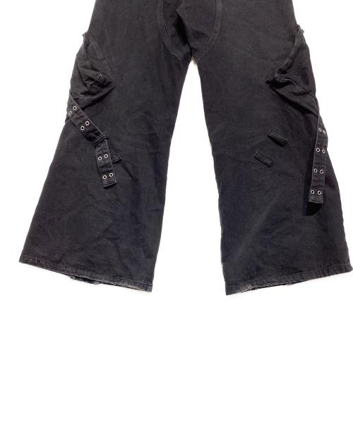 DANKE SCHON（ダンケ シェーン）DANKE SCHON (ダンケ シェーン) 11ozD ZIP POCKET FLARE CARGO PANTS ブラック サイズ:Mの古着・服飾アイテム