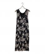 LAURA ASHLEYローラ アシュレイ）の古着「花柄ノースリーブワンピース」｜ブラック