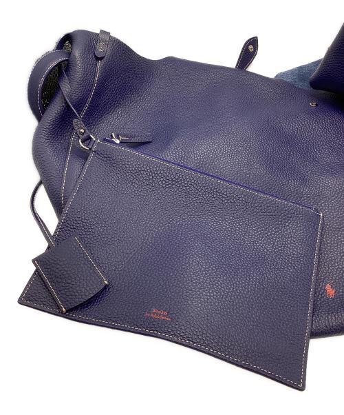 POLO RALPH LAUREN（ポロ・ラルフローレン）POLO RALPH LAUREN (ポロ・ラルフローレン) PLAY レザー ラージ トート ネイビーの古着・服飾アイテム
