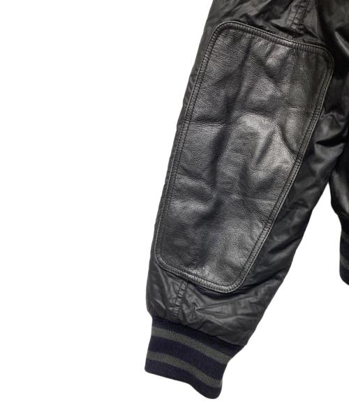 EMPORIO ARMANI（エンポリオアルマーニ）EMPORIO ARMANI (エンポリオアルマーニ) レザー切替ボンバージャケット ブラック サイズ:XLの古着・服飾アイテム