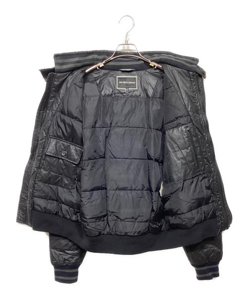 EMPORIO ARMANI（エンポリオアルマーニ）EMPORIO ARMANI (エンポリオアルマーニ) レザー切替ボンバージャケット ブラック サイズ:XLの古着・服飾アイテム