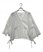 sara mallikaサラマリカ）の古着「Joint Lace Frill Sleeve Top（ジョイント レース フリル スリーブ トップ）」｜ホワイト