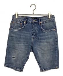 PURPLE BRAND（パープルブランド）の古着「ダメージデニムハーフパンツ　P020-LVR-NC」｜ライトインディゴ