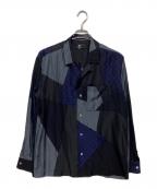 ANREALAGEアンリアレイジ）の古着「PANEL PATCHWORK CUPRO SHIRT」｜ブラック×ネイビー