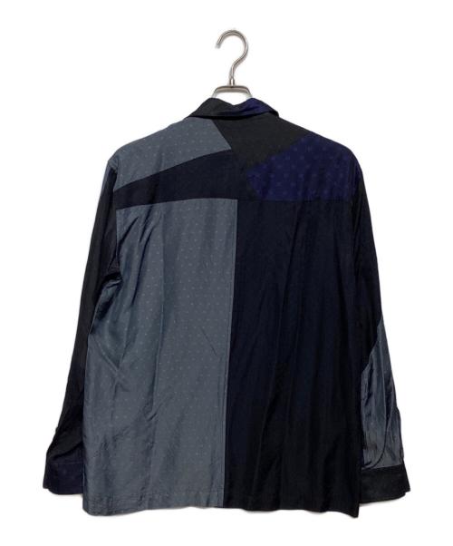 ANREALAGE（アンリアレイジ）ANREALAGE (アンリアレイジ) PANEL PATCHWORK CUPRO SHIRT ブラック×ネイビー サイズ:46の古着・服飾アイテム
