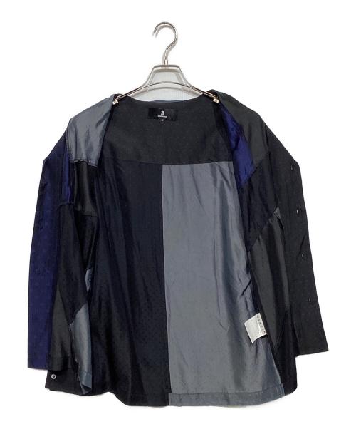 ANREALAGE（アンリアレイジ）ANREALAGE (アンリアレイジ) PANEL PATCHWORK CUPRO SHIRT ブラック×ネイビー サイズ:46の古着・服飾アイテム