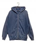 X-LARGEエクストララージ）の古着「PIGMENT DYED EMBOSS LOGO ZIP HOODED SWEAT　101223012002」｜ネイビー