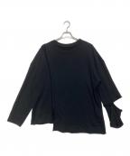 Y'sワイズ）の古着「ブラック フリース ライト カットオフ トレーナー」｜ブラック