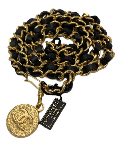CHANEL（シャネル）CHANEL (シャネル) ココマークチェーンベルト ブラック×ゴールドの古着・服飾アイテム