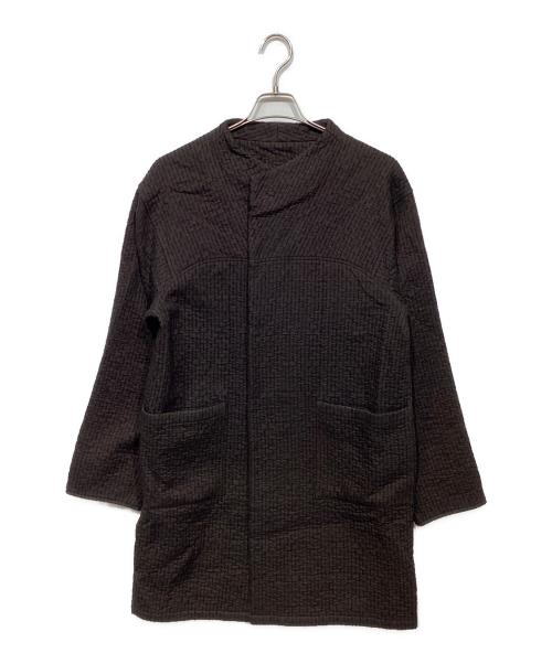 MITTAN（ミッタン）MITTAN (ミッタン) 中綿刺し子織ノーカラーコート ブラウン サイズ:2の古着・服飾アイテム