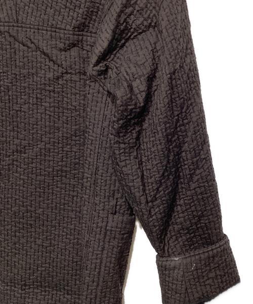MITTAN（ミッタン）MITTAN (ミッタン) 中綿刺し子織ノーカラーコート ブラウン サイズ:2の古着・服飾アイテム