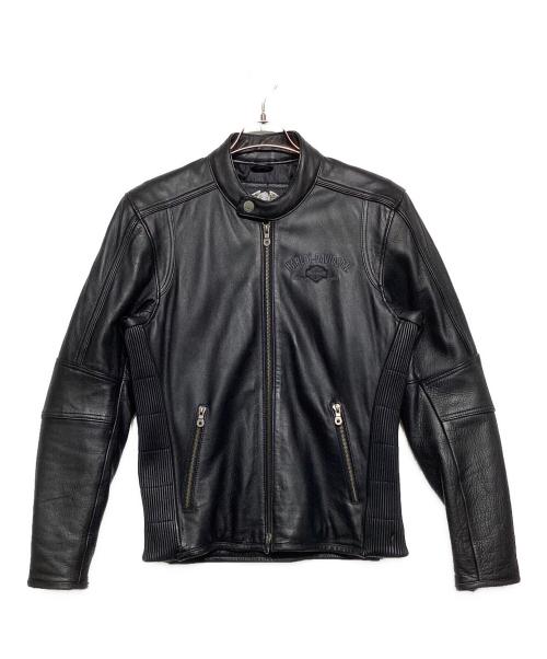 HARLEY-DAVIDSON（ハーレーダビッドソン）HARLEY-DAVIDSON (ハーレーダビッドソン) バッグ刺繍シングルライダースジャケット ブラック サイズ:Sの古着・服飾アイテム