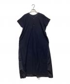 Y'sワイズ）の古着「ヘンリーネック切替ワンピース」｜ブラック