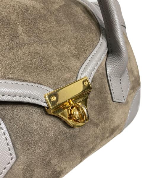 A.D.M.J.（エーディーエムジェイ）A.D.M.J. (エーディーエムジェイ) フラップトートバッグ グレー×ブラウンの古着・服飾アイテム