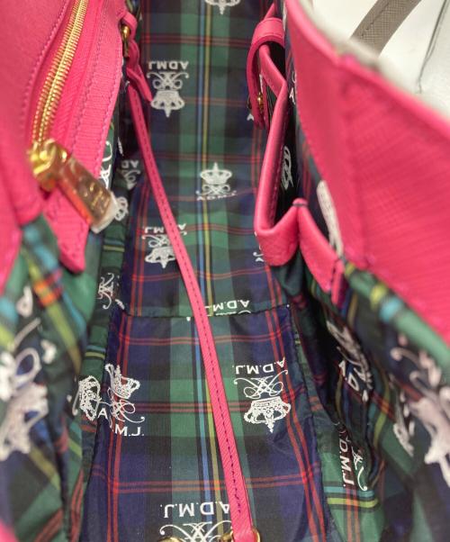 A.D.M.J.（エーディーエムジェイ）A.D.M.J. (エーディーエムジェイ) フラップトートバッグ グレー×ブラウンの古着・服飾アイテム