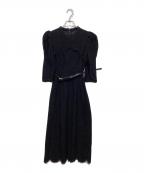 HER LIP TOハーリップトゥ）の古着「Scallop Belted Lace Dress」｜ブラック