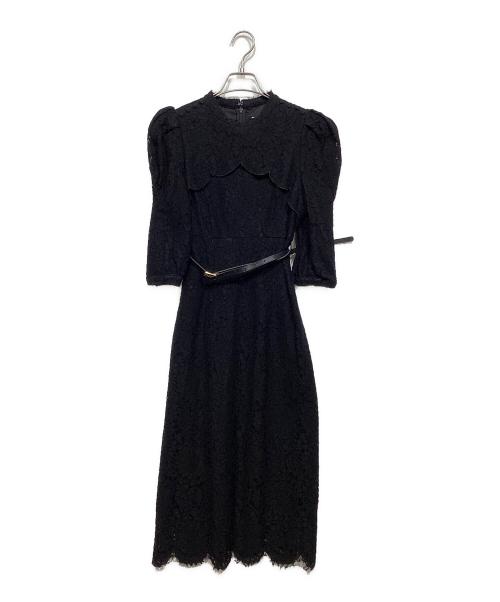 HER LIP TO（ハーリップトゥ）HER LIP TO (ハーリップトゥ) Scallop Belted Lace Dress ブラック サイズ:Sの古着・服飾アイテム