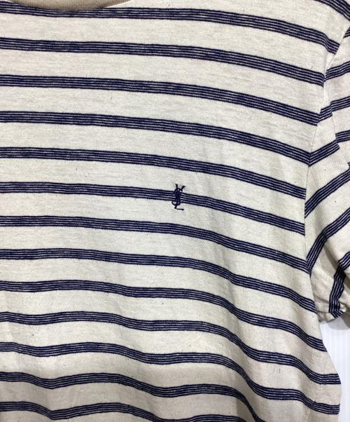 Saint Laurent Paris（サンローランパリ）Saint Laurent Paris (サンローランパリ) ボーダーTシャツ　683806 ホワイト×ブルー サイズ:Mの古着・服飾アイテム