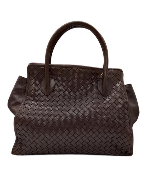 BOTTEGA VENETA（ボッテガベネタ）BOTTEGA VENETA (ボッテガベネタ) イントレチャートハンドバッグ ブラウンの古着・服飾アイテム