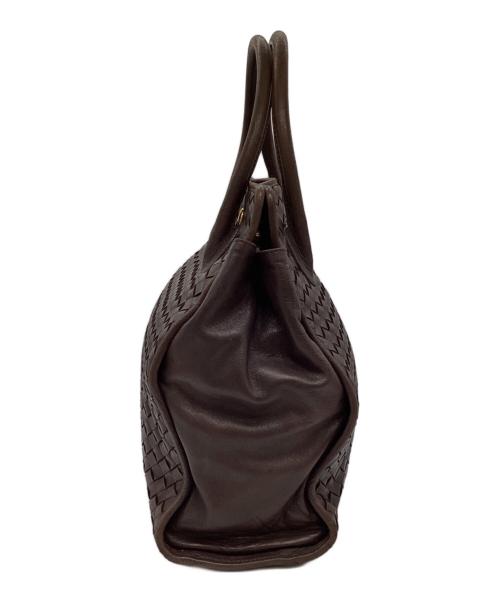 BOTTEGA VENETA（ボッテガベネタ）BOTTEGA VENETA (ボッテガベネタ) イントレチャートハンドバッグ ブラウンの古着・服飾アイテム