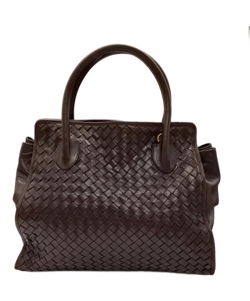 BOTTEGA VENETA（ボッテガベネタ）BOTTEGA VENETA (ボッテガベネタ) イントレチャートハンドバッグ ブラウンの古着・服飾アイテム