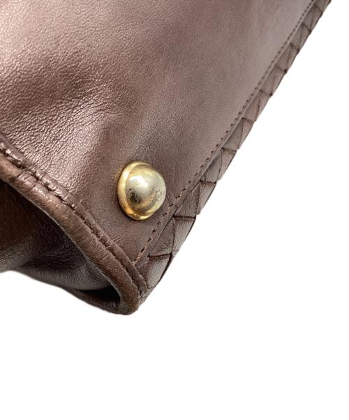 BOTTEGA VENETA（ボッテガベネタ）BOTTEGA VENETA (ボッテガベネタ) イントレチャートハンドバッグ ブラウンの古着・服飾アイテム