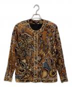 LEONARDレオナール）の古着「総柄ノーカラージャケット」｜ブラウン