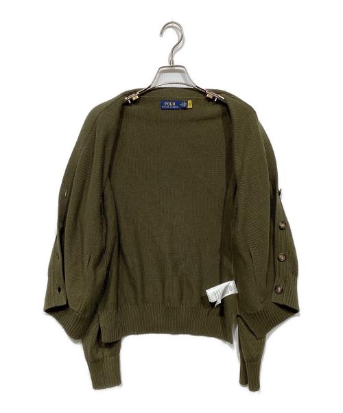 POLO RALPH LAUREN（ポロ・ラルフローレン）POLO RALPH LAUREN (ポロ・ラルフローレン) コットンVネックカーディガン オリーブ サイズ:Mの古着・服飾アイテム