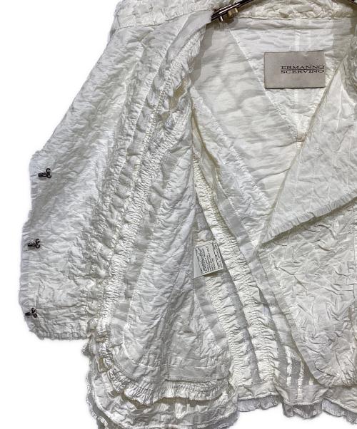ermanno scervino（エルマノシェルビーノ）ermanno scervino (エルマノシェルビーノ) フリルジャガードジャケット ホワイト サイズ:42の古着・服飾アイテム